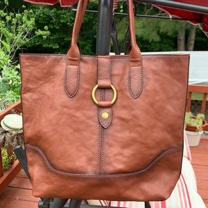 FRYE- Ring Cognac Genuine Leather Tote